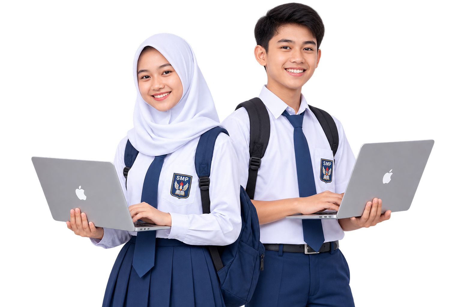 Dua pelajar dengan laptop