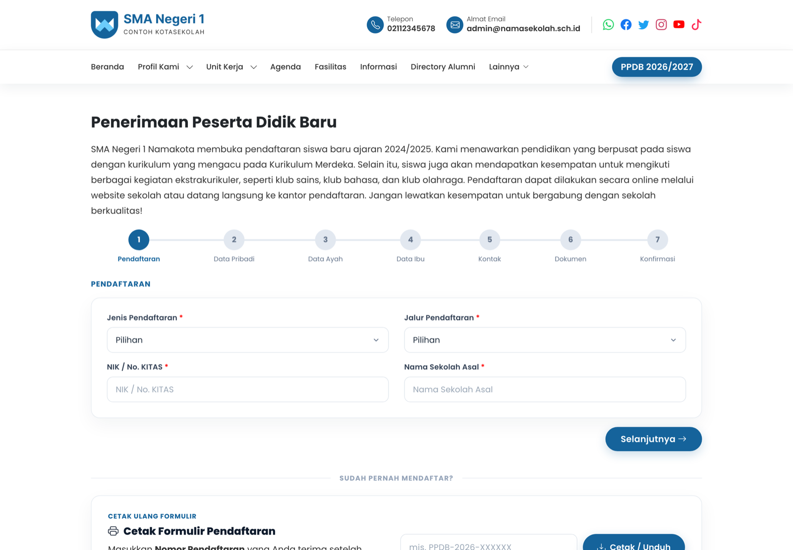 Halaman PPDB Online